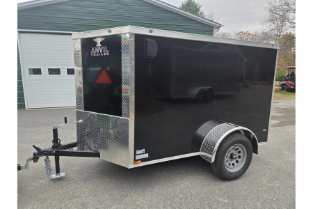 New 2026 5x8 Enclosed Cargo Trailer with side door and rear ramp Black - Anvil Trailers
