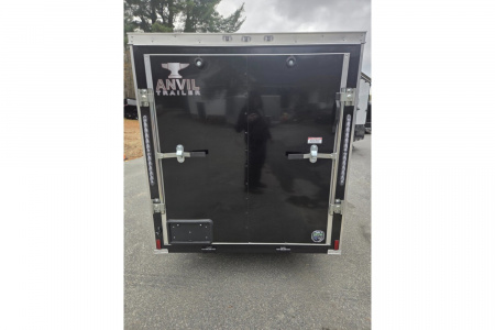 New 2026 5x8 Enclosed Cargo Trailer with side door and rear ramp Black - Anvil Trailers