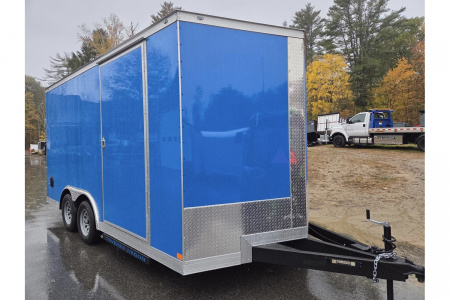 New 2026 8.5x16 extra height enclosed cargo trailer with wall e trac and poly core siding rear ramp door - Covered Wagon