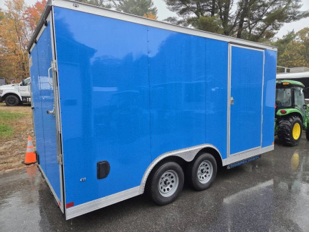 New 2026 8.5x16 extra height enclosed cargo trailer with wall e trac and poly core siding rear ramp door - Covered Wagon