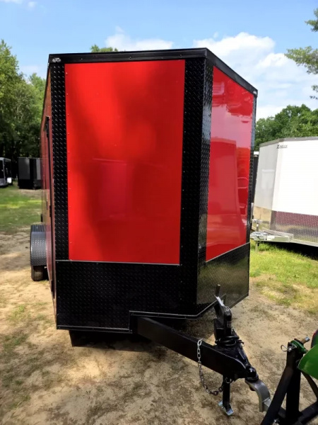 New 2025 7x16 extra height enclosed cargo trailer red with blackout trim package - Hoooroo