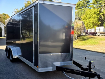 New 2026 7x16 extra height cargo trailer with e trac and rear ramp - Covered Wagon