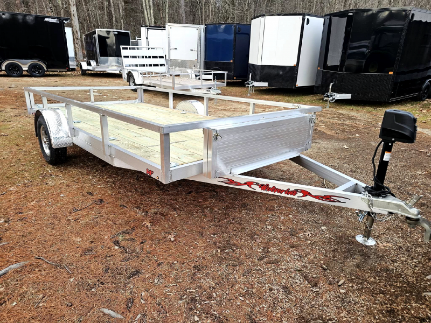 New 2025 7x14 aluminum utility trailer with aluminum wheels & electric tongue jack - Wolverine