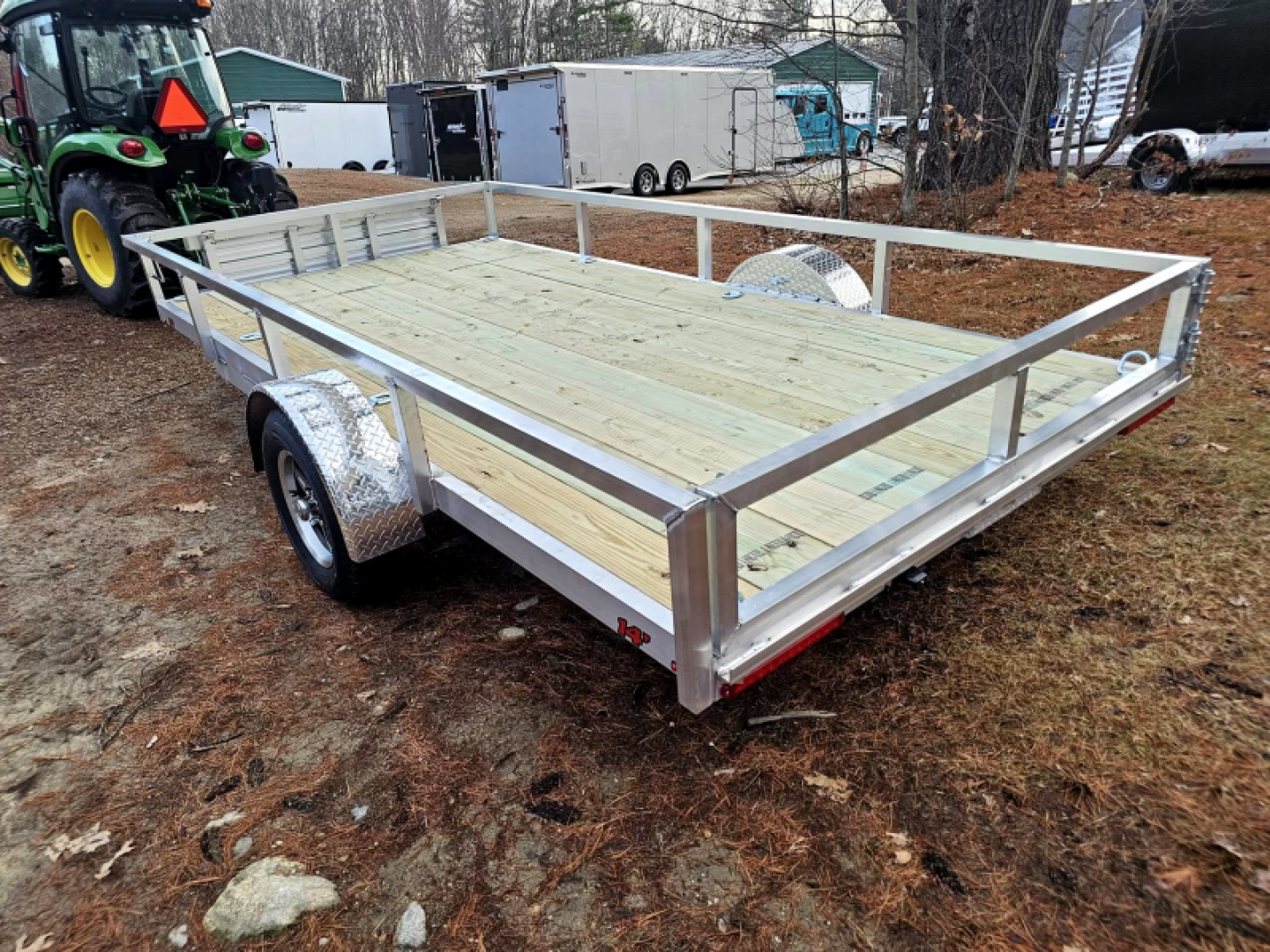 New 2025 7x14 aluminum utility trailer with aluminum wheels & electric tongue jack - Wolverine