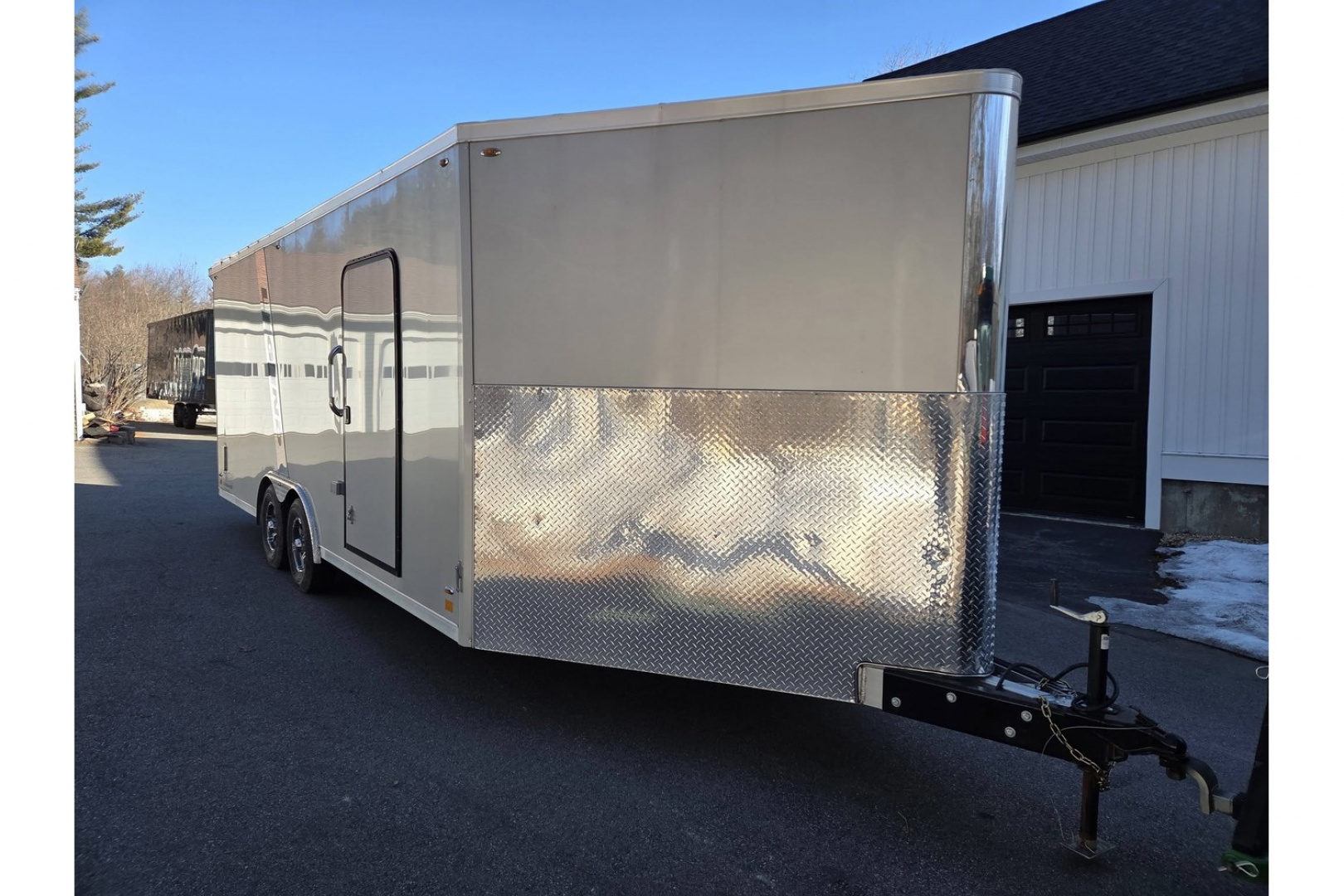 Used 2024 8.5x26 TMV loaded with upgrades 9990lb gvwr 4 place snowmobile atv sxs utv or car hauler trailer - Legend Premium Trailers