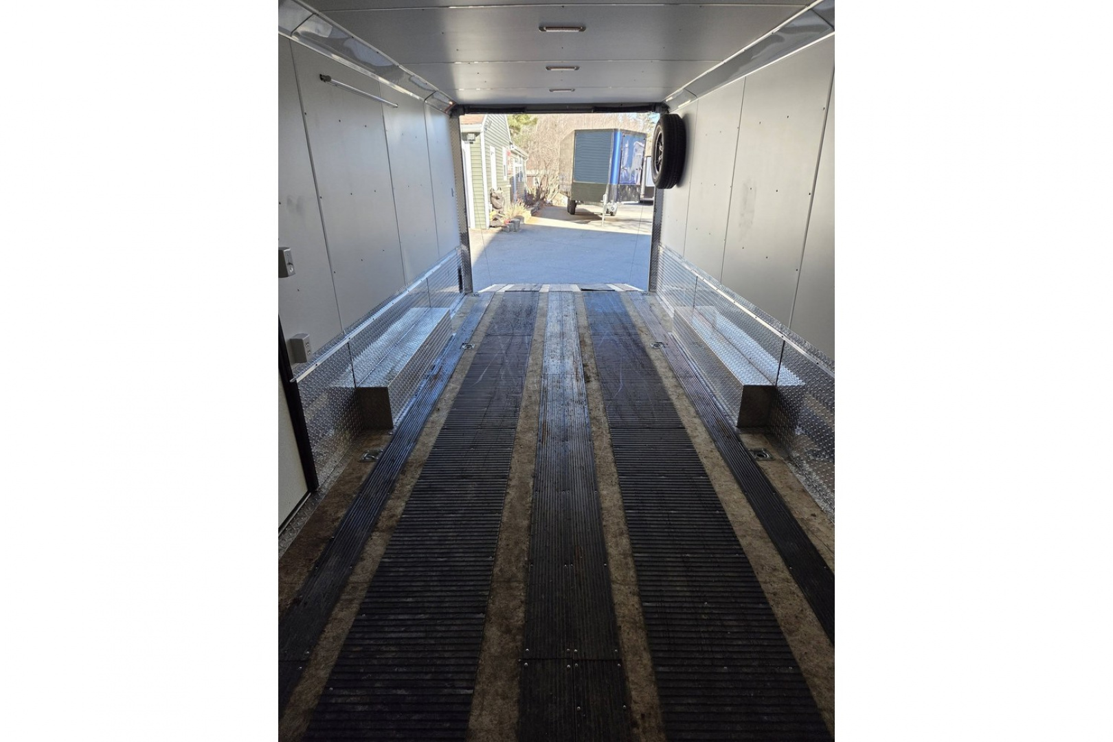 Used 2024 8.5x26 TMV loaded with upgrades 9990lb gvwr 4 place snowmobile atv sxs utv or car hauler trailer - Legend Premium Trailers