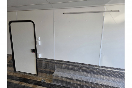 Used 2024 8.5x26 TMV loaded with upgrades 9990lb gvwr 4 place snowmobile atv sxs utv or car hauler trailer - Legend Premium Trailers