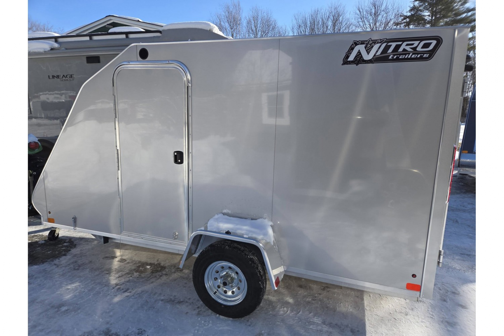 New 2026 66X12 SINGLE PLACE ALUMINUM SNOWMOBILE TRAILER GALVANIZED AXLE - Nitro