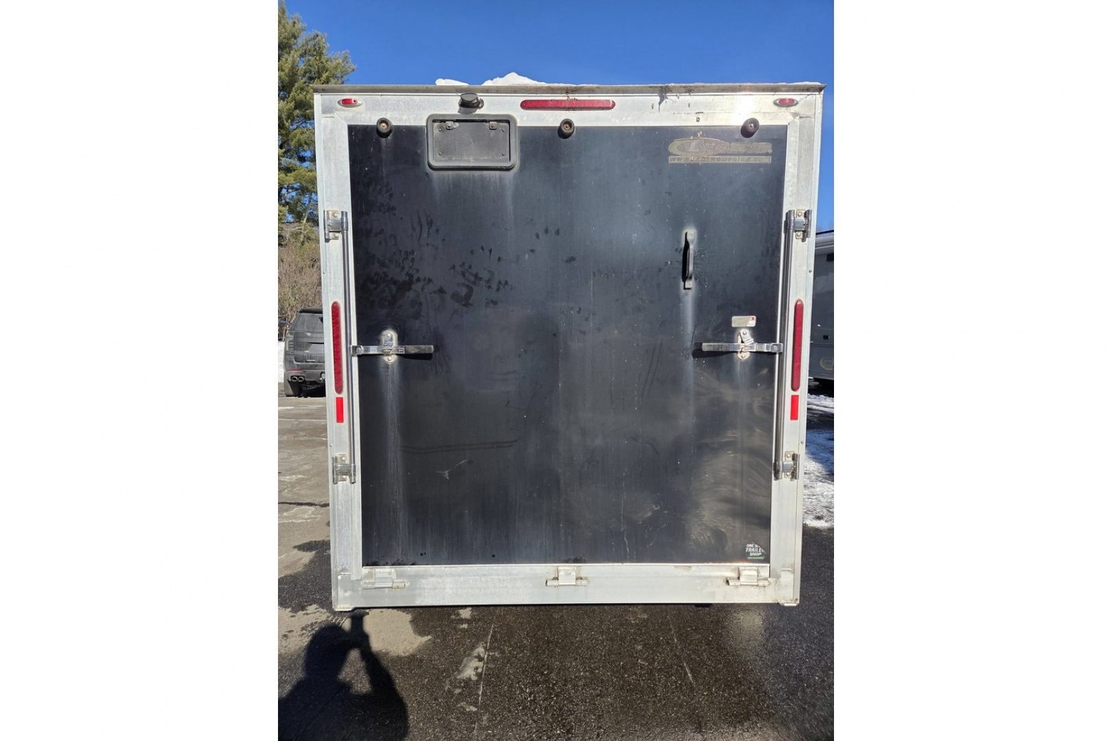 New 2018 7x14 2 place snowmobile atv motorcycle lawn mower trailer with front ramp & finished interior pre-ow - Legend Premium Trailers