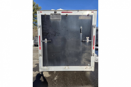 New 2018 7x14 2 place snowmobile atv motorcycle lawn mower trailer with front ramp & finished interior pre-ow - Legend Premium Trailers