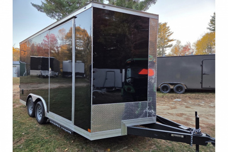 New 2026 8.5x16 extra height enclosed cargo trailer with wall e trac and poly core siding rear ramp door - Covered Wagon