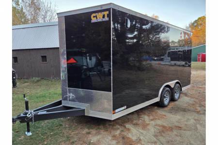 New 2026 8.5x16 extra height enclosed cargo trailer with wall e trac and poly core siding rear ramp door - Covered Wagon