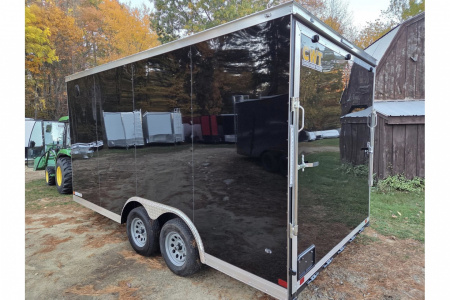New 2026 8.5x16 extra height enclosed cargo trailer with wall e trac and poly core siding rear ramp door - Covered Wagon
