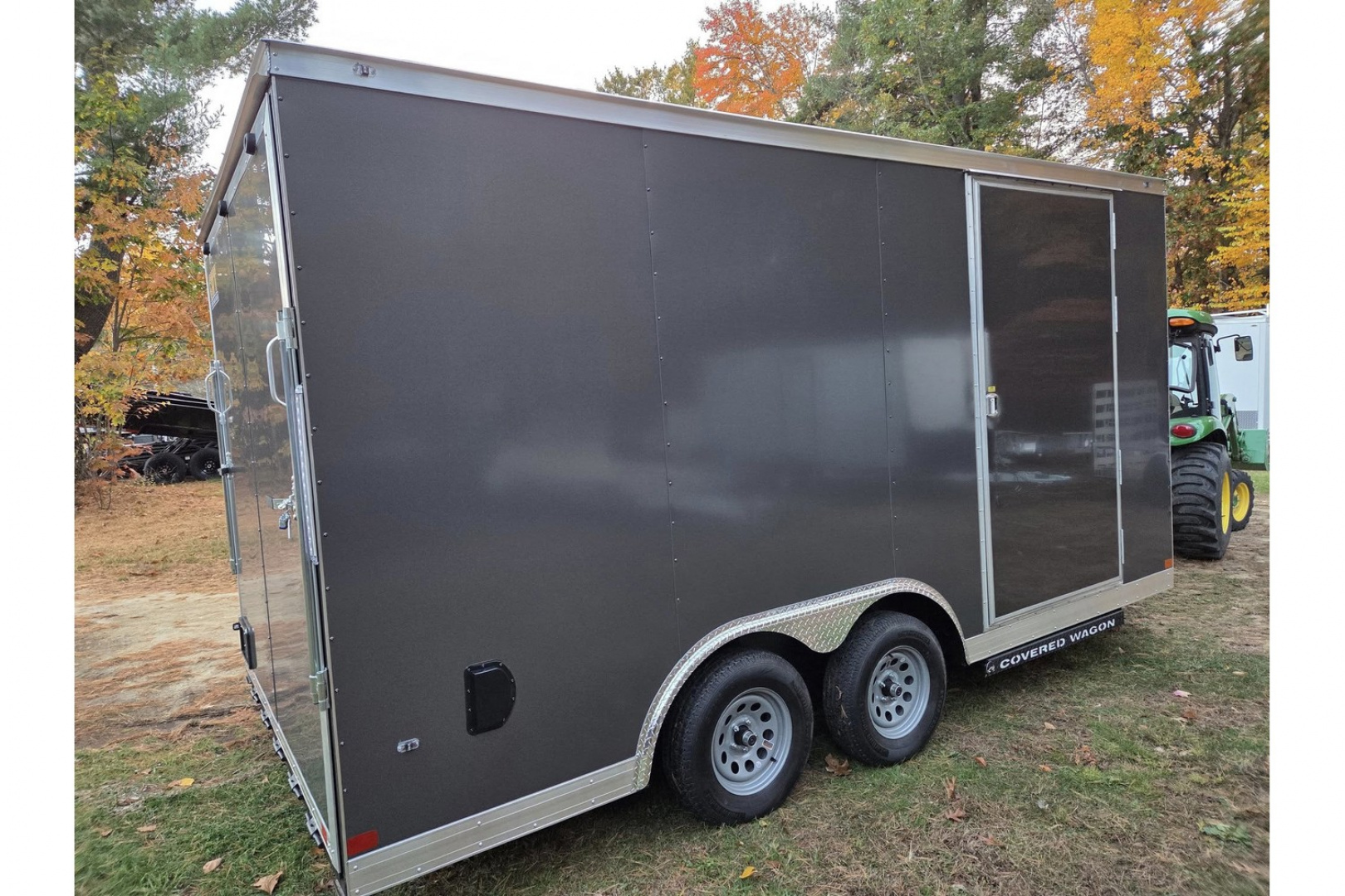 New 2026 8.5x16 extra height enclosed cargo trailer with wall e trac and poly core siding rear ramp door - Covered Wagon