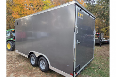 New 2026 8.5x16 extra height enclosed cargo trailer with wall e trac and poly core siding rear ramp door - Covered Wagon