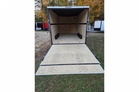 New 2026 8.5x16 extra height enclosed cargo trailer with wall e trac and poly core siding rear ramp door - Covered Wagon