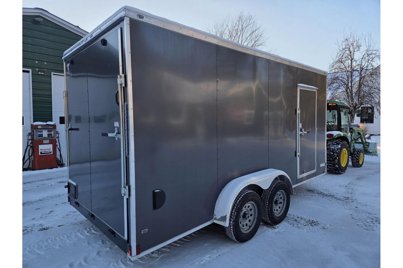 New 2026 7x16 Extra Height enclosed cargo trailer with rear door charcoal grey - Anvil Trailers