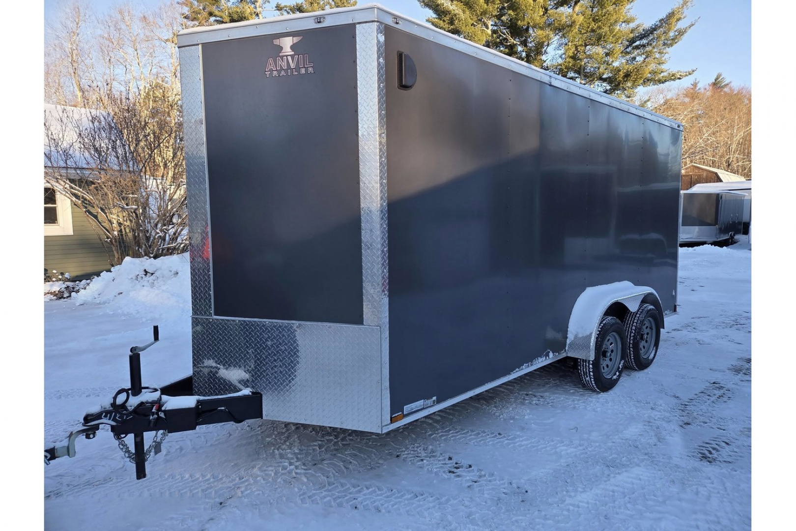 New 2026 7x16 Extra Height enclosed cargo trailer with rear door charcoal grey - Anvil Trailers