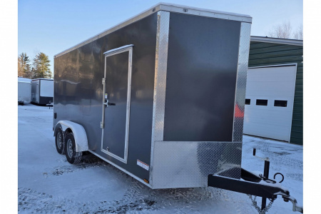 New 2026 7x16 Extra Height enclosed cargo trailer with rear door charcoal grey - Anvil Trailers