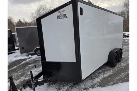 New 2026 7X16 extra height enclosed cargo trailer with black out trim package rear ramp door - Anvil Trailers
