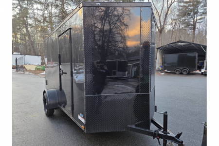 New 2026 6x12 enclosed cargo trailer black black out with rear ramp - Anvil Trailers