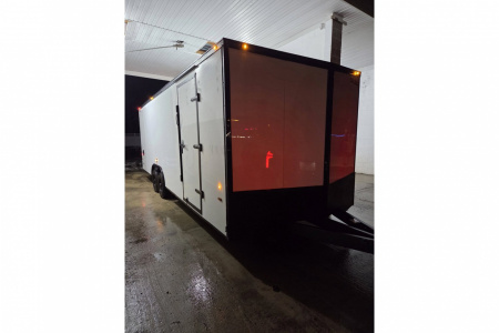 New 2026 8.5X24 9990LB GVWR ENCLOSED CAR HAULER EXTRA HEIGHT WHITE WITH BLAKC OUT TRIM PACKAGE - Haul-About