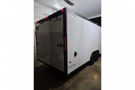 New 2026 8.5X24 9990LB GVWR ENCLOSED CAR HAULER EXTRA HEIGHT WHITE WITH BLAKC OUT TRIM PACKAGE - Haul-About