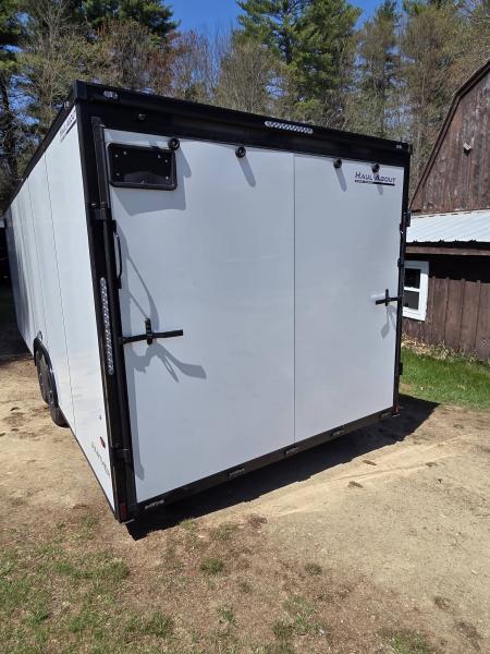 New 2026 8.5X24 9990LB GVWR ENCLOSED CAR HAULER EXTRA HEIGHT WHITE WITH BLAKC OUT TRIM PACKAGE - Haul-About