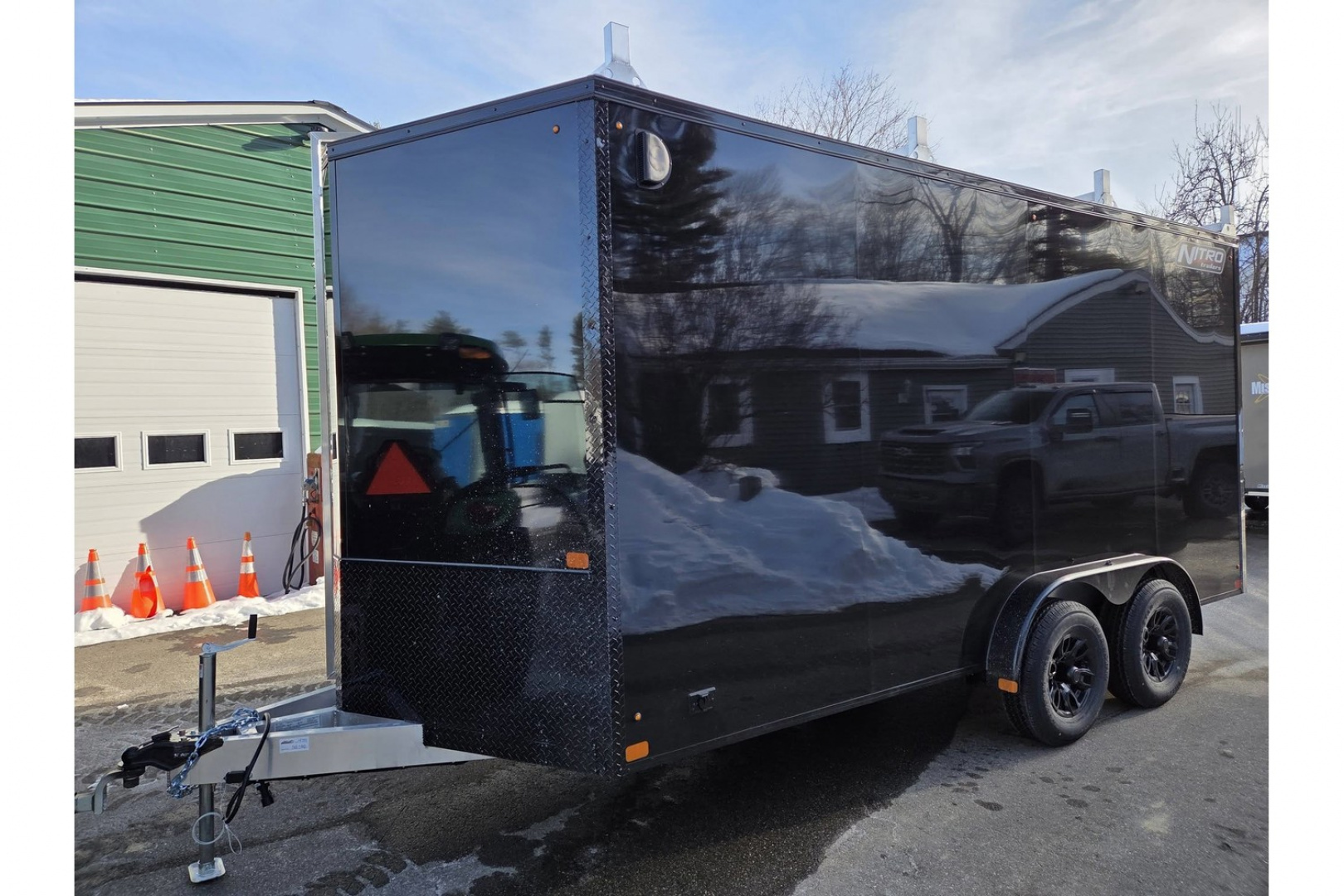 New 2026 7.5x16 9990lb gvwr contractor trailer with rear ramp black out trim package - Nitro