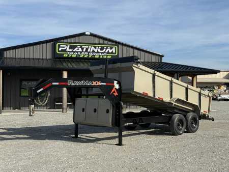 New 2026 RawMaxx LPX TELESCOPIC 83X16X36 HIGH SIDE W/HYDRAULIC JACKS 16K GVWR GOOSENECK Dump Trailer