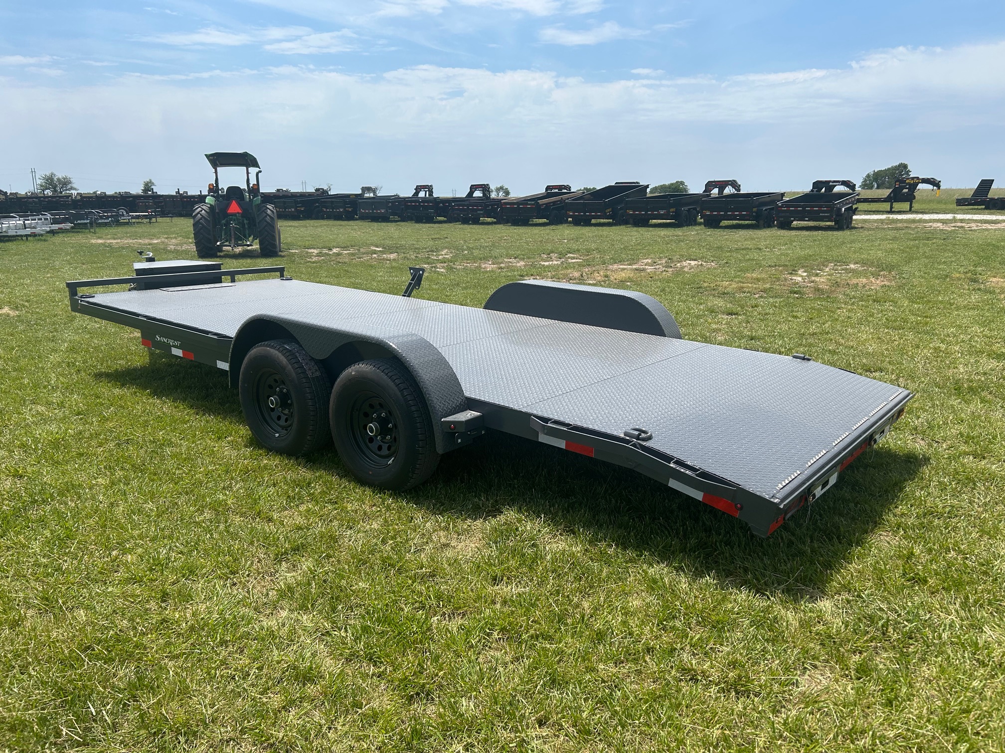 Used 2026 Lamar 83x20 Tandem 10K Steel Floor Carhauler w/ Toolbox, 2' Dove, & Slide In Ramps