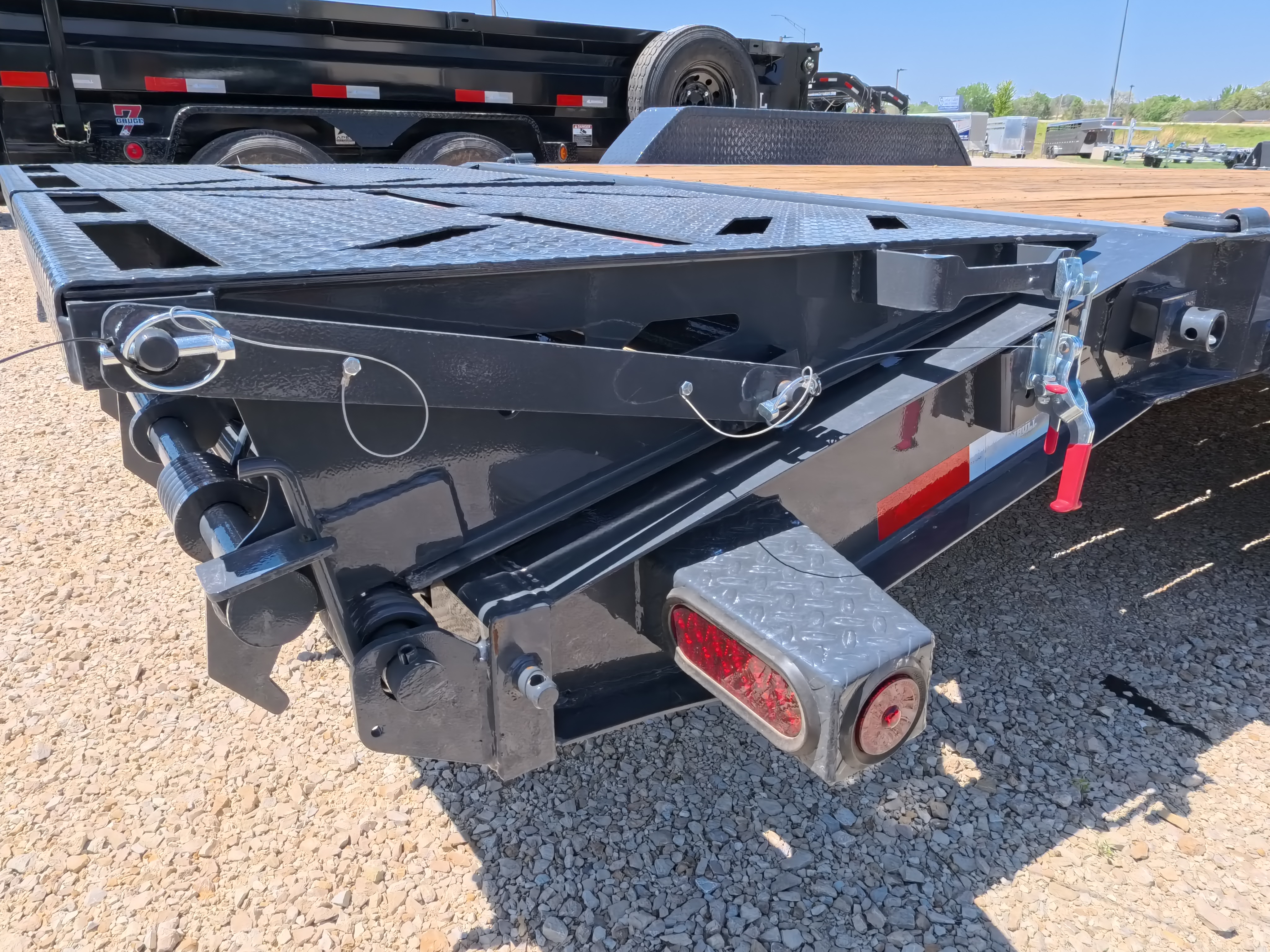 New 2026 Iron Bull 83x20 EWB Equipment Trailer, 14K GVWR, 3' Self Cleaning Dove Tail w/Rampage Ramps, Adj. 14K Coupler, LRE 10 Ply Tires