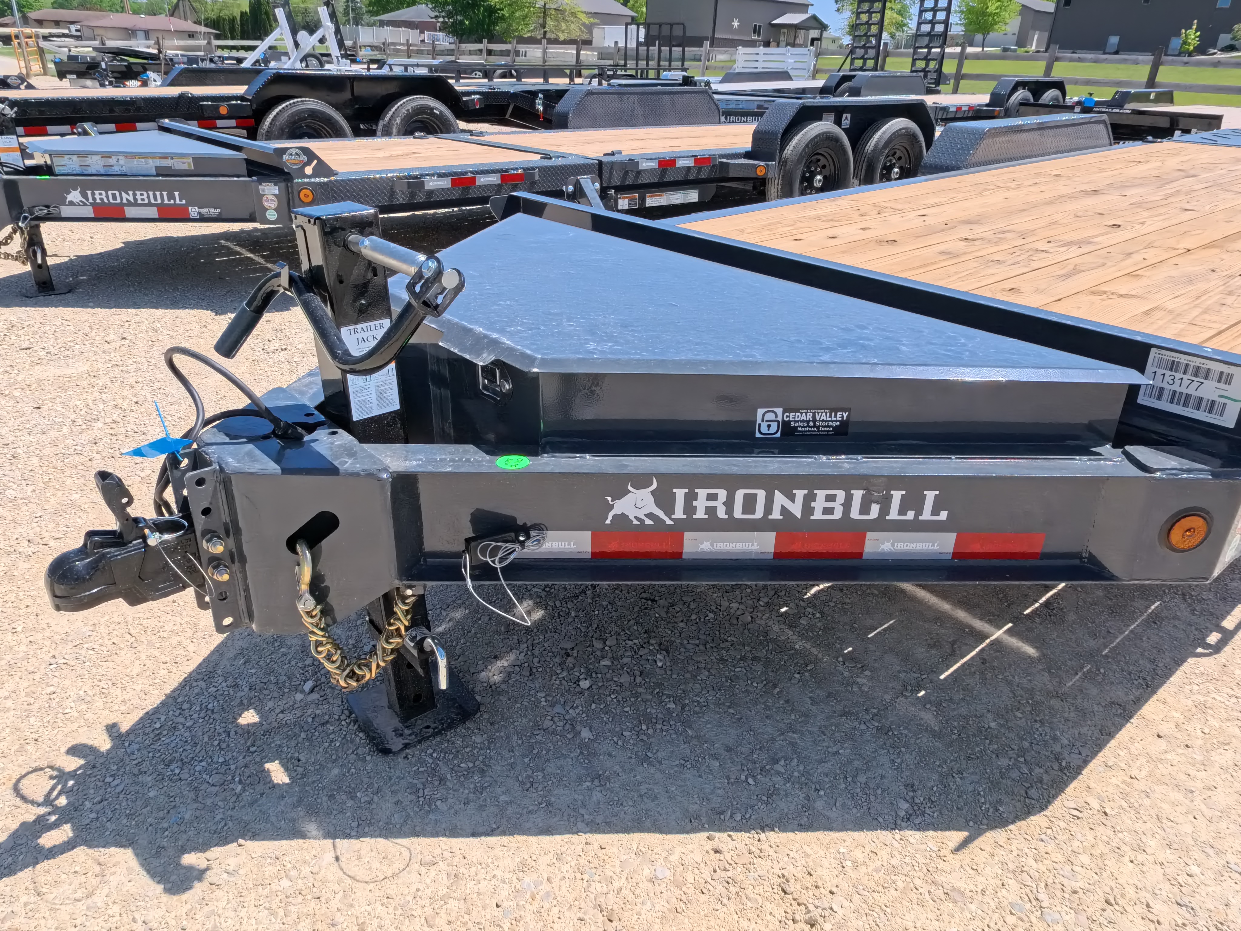 New 2026 Iron Bull 83x20 EWB Equipment Trailer, 14K GVWR, 3' Self Cleaning Dove Tail w/Rampage Ramps, Adj. 14K Coupler, LRE 10 Ply Tires