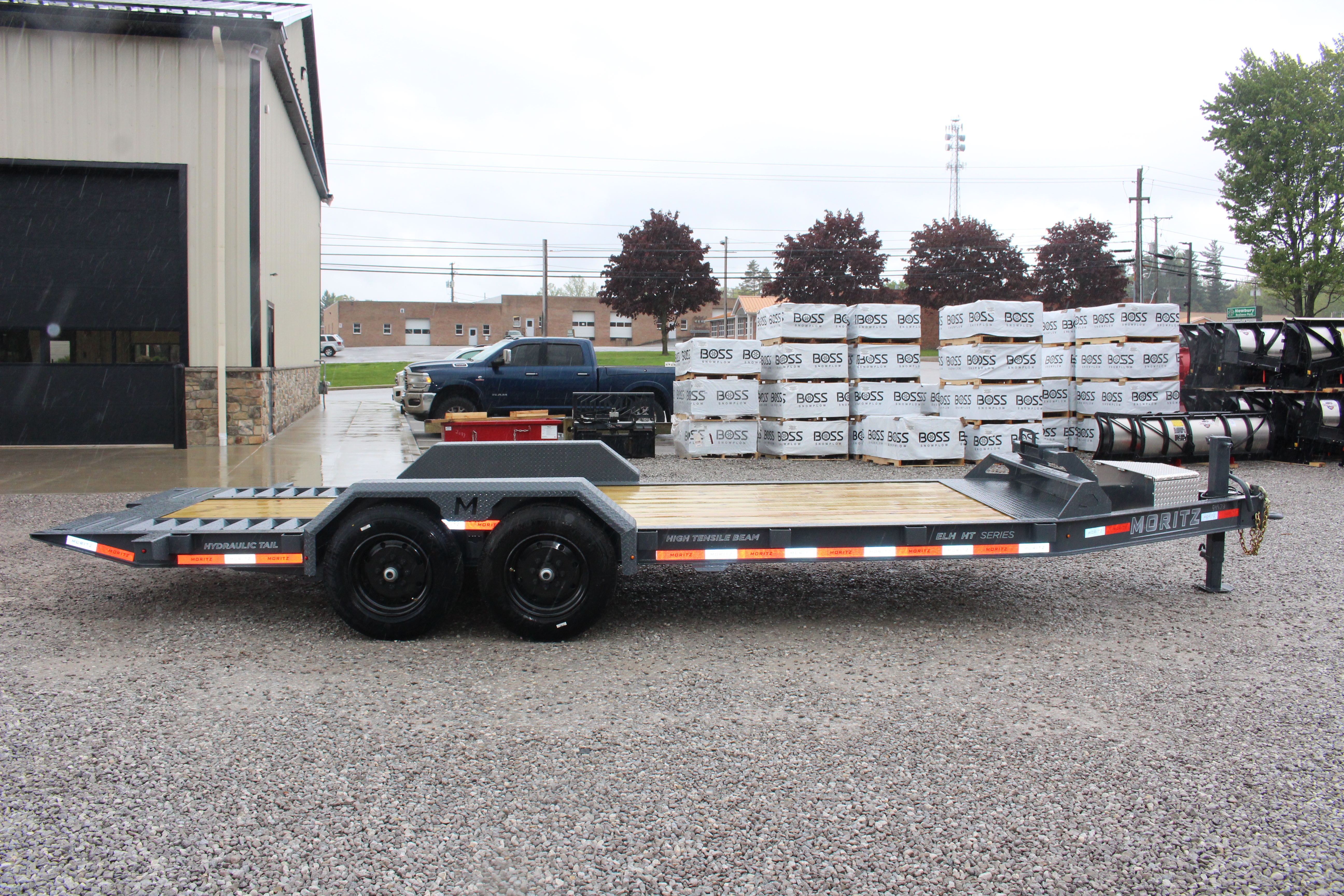 New 2026 Moritz 7' x 14' + 6' Low Pro - Hydraulic Power Tail - Equipment Trailer - 16000# GVW