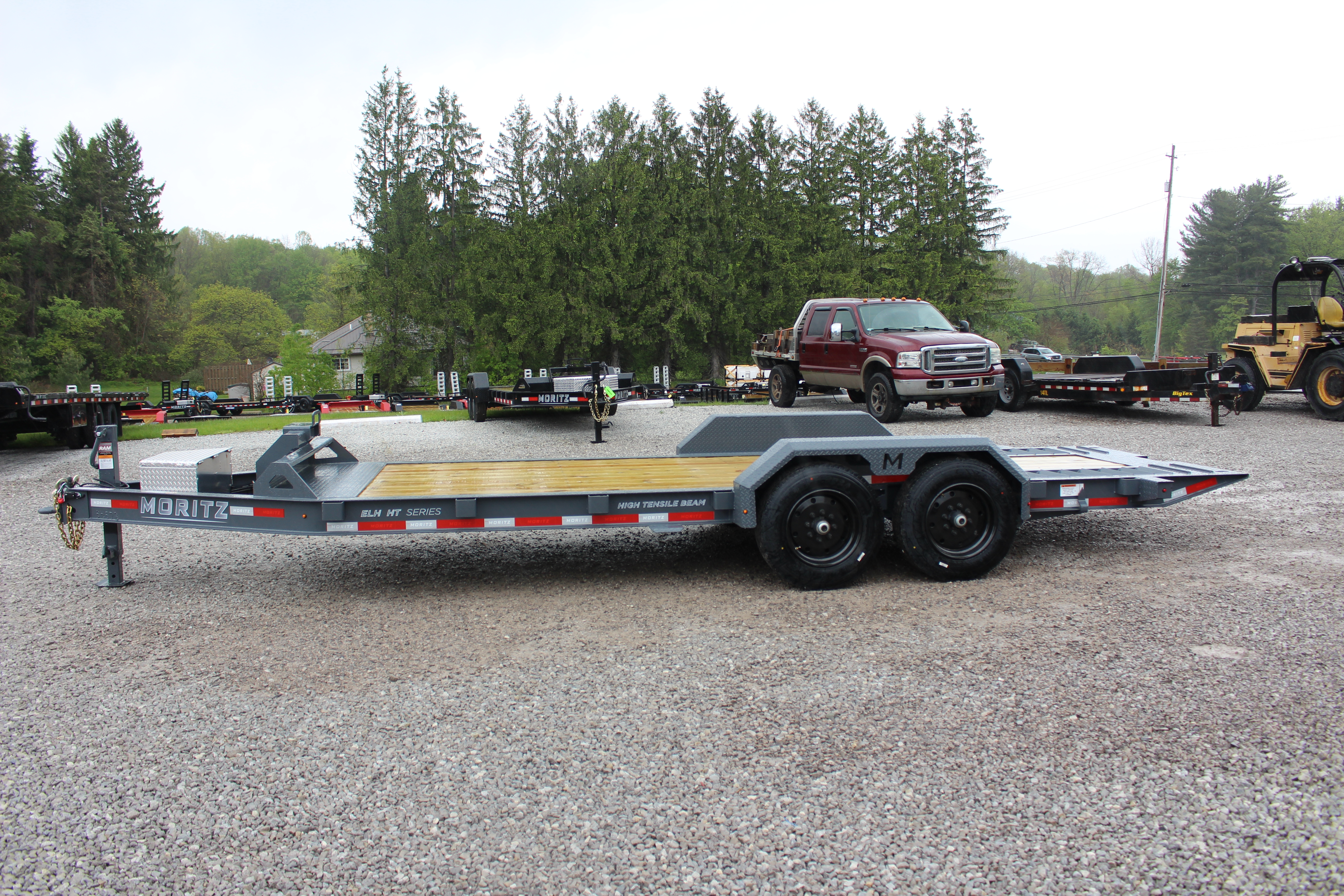 New 2026 Moritz 7' x 14' + 6' Low Pro - Hydraulic Power Tail - Equipment Trailer - 16000# GVW