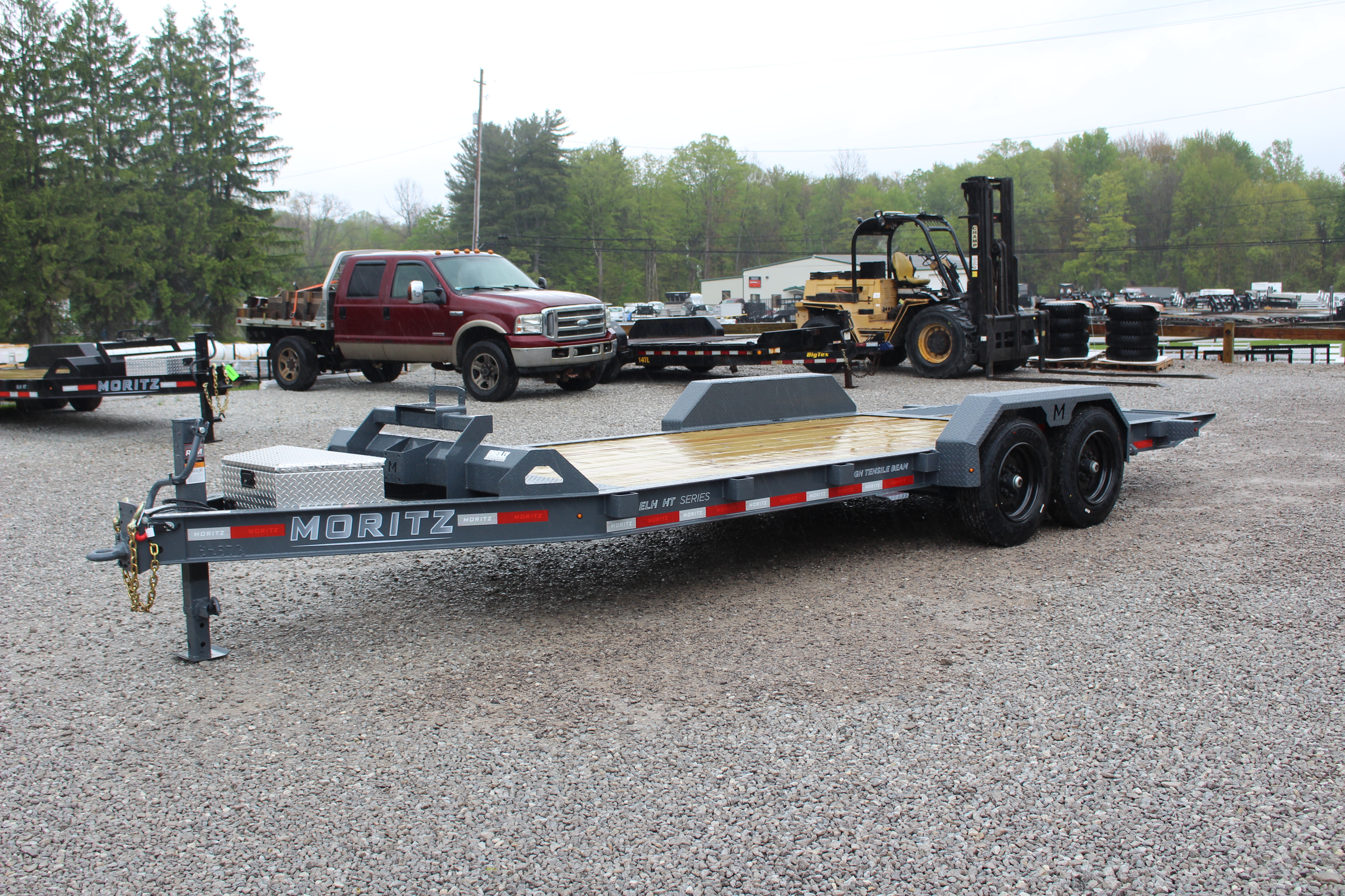 New 2026 Moritz 7' x 14' + 6' Low Pro - Hydraulic Power Tail - Equipment Trailer - 16000# GVW