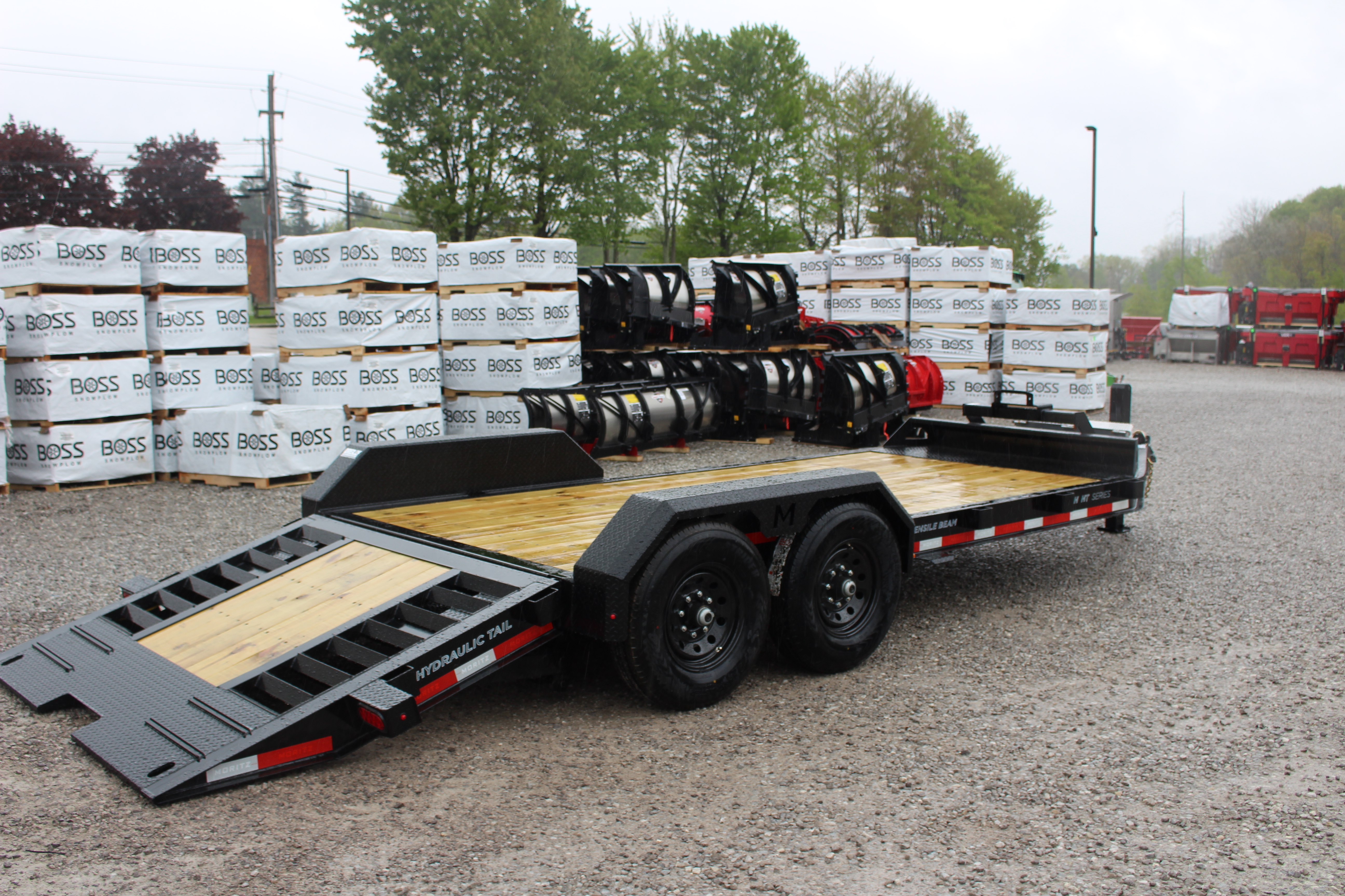 New 2026 Moritz 7' x 14' + 6' Low Pro - Hydraulic Power Tail - Equipment Trailer - 14000# GVW