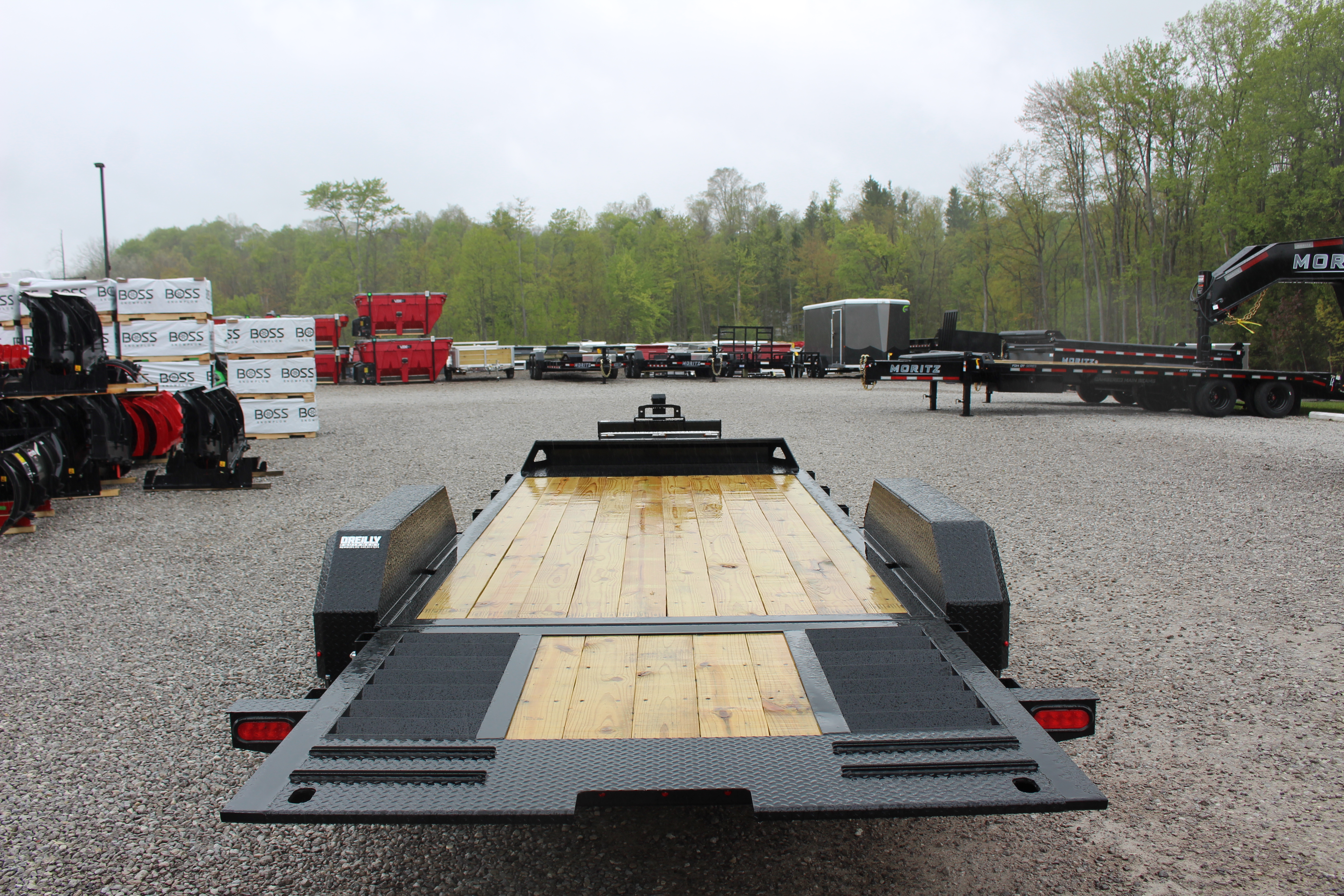 New 2026 Moritz 7' x 14' + 6' Low Pro - Hydraulic Power Tail - Equipment Trailer - 14000# GVW