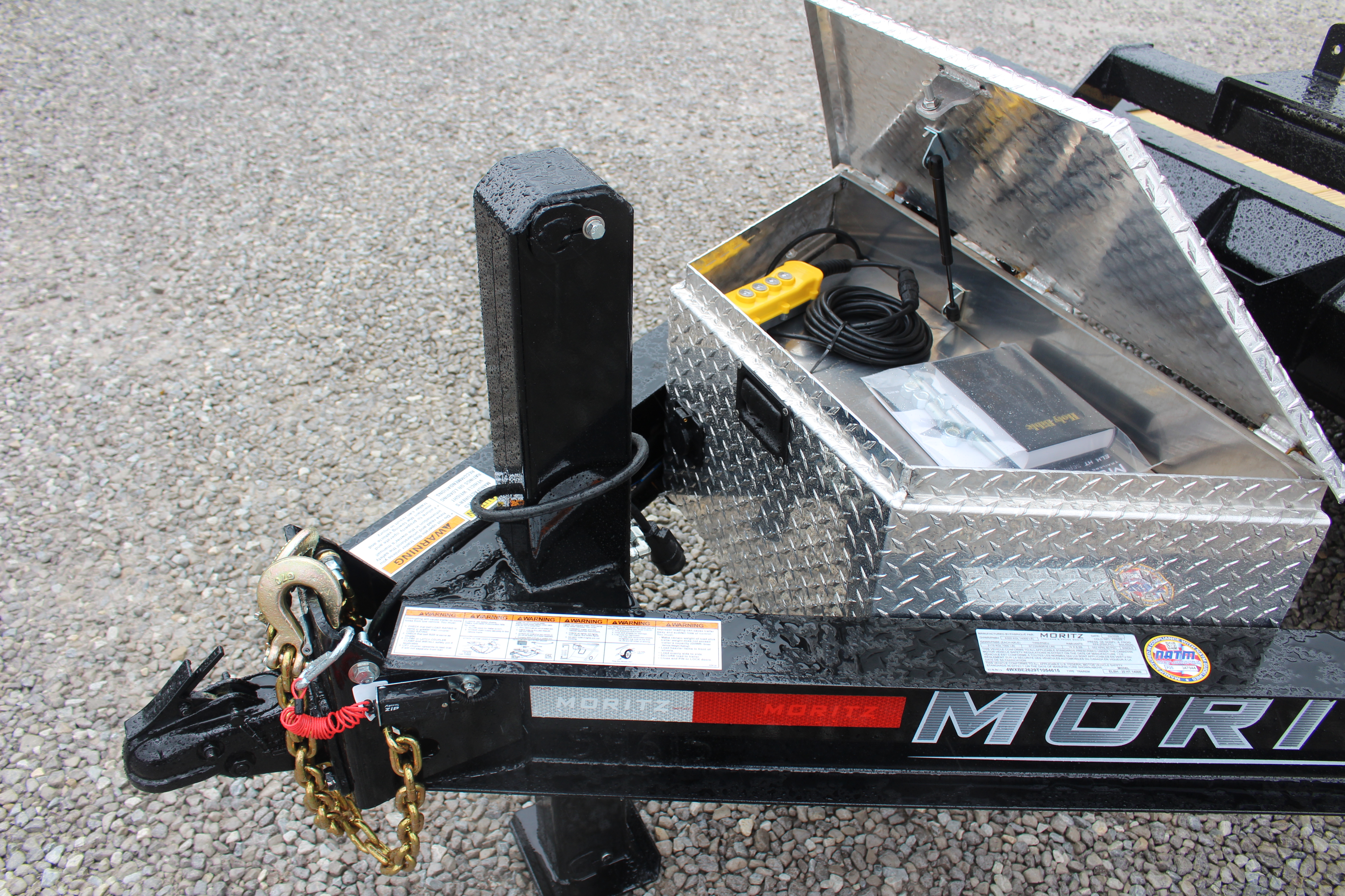 New 2026 Moritz 7' x 14' + 6' Low Pro - Hydraulic Power Tail - Equipment Trailer - 14000# GVW