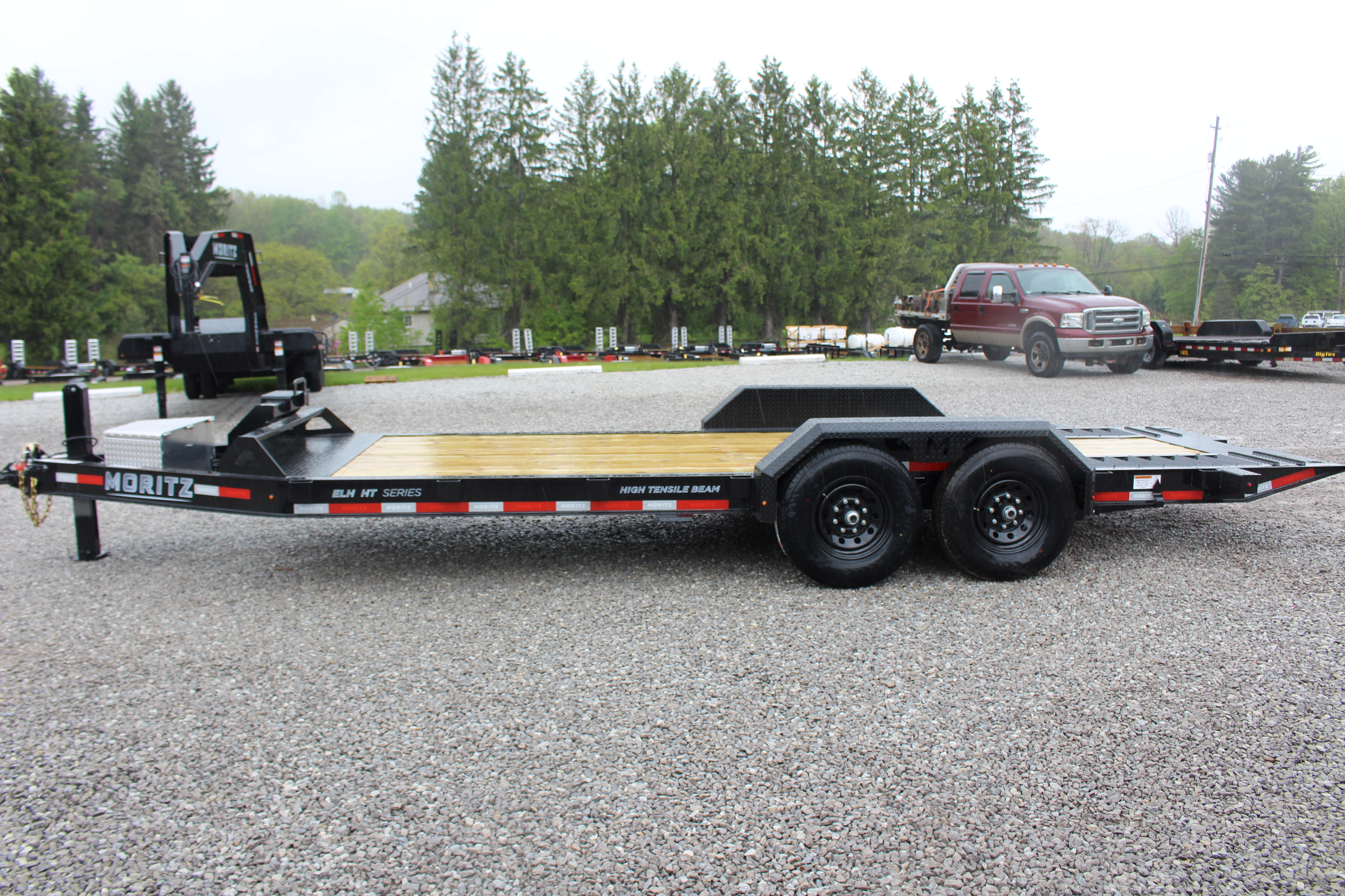 New 2026 Moritz 7' x 14' + 6' Low Pro - Hydraulic Power Tail - Equipment Trailer - 14000# GVW