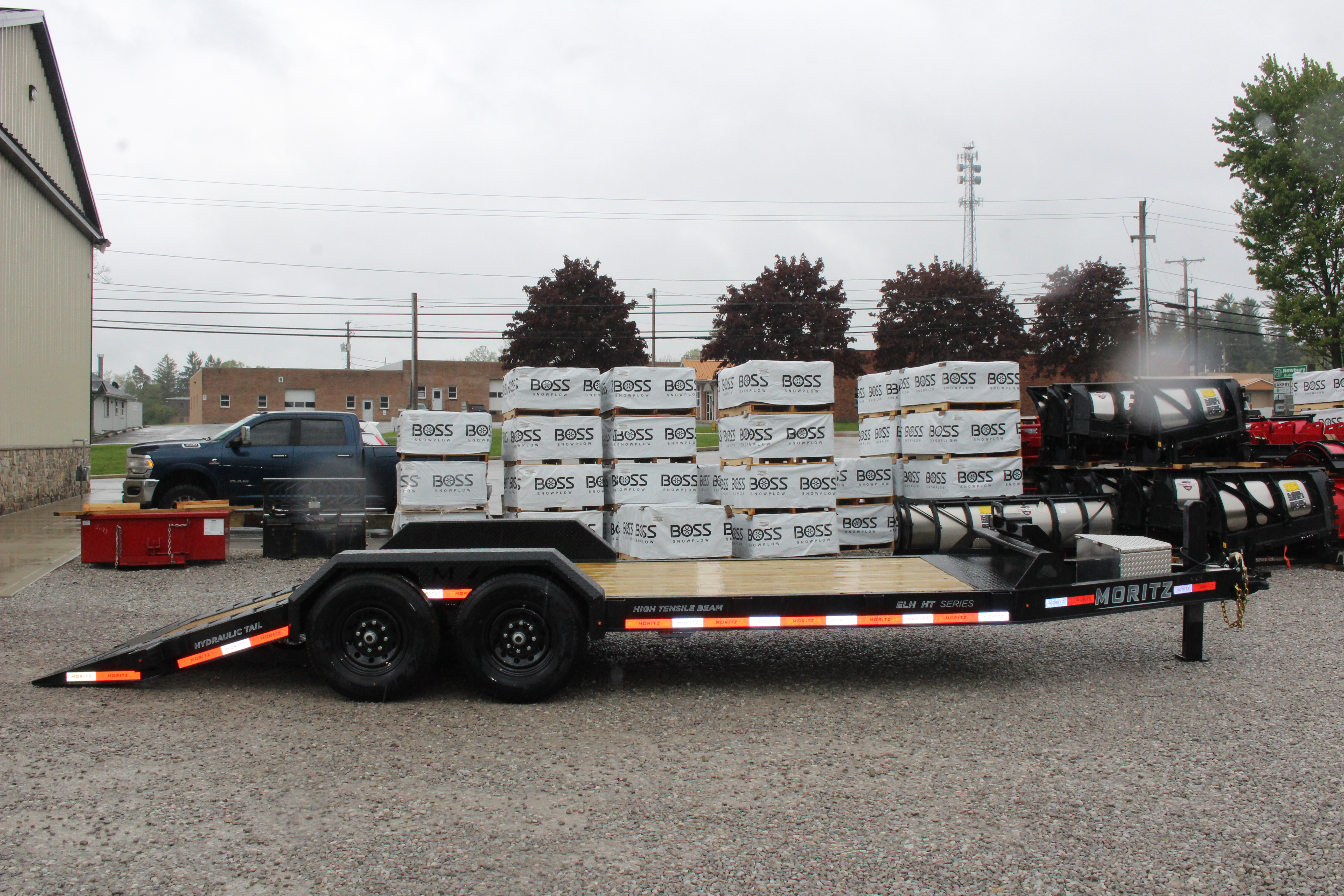 New 2026 Moritz 7' x 14' + 6' Low Pro - Hydraulic Power Tail - Equipment Trailer - 14000# GVW