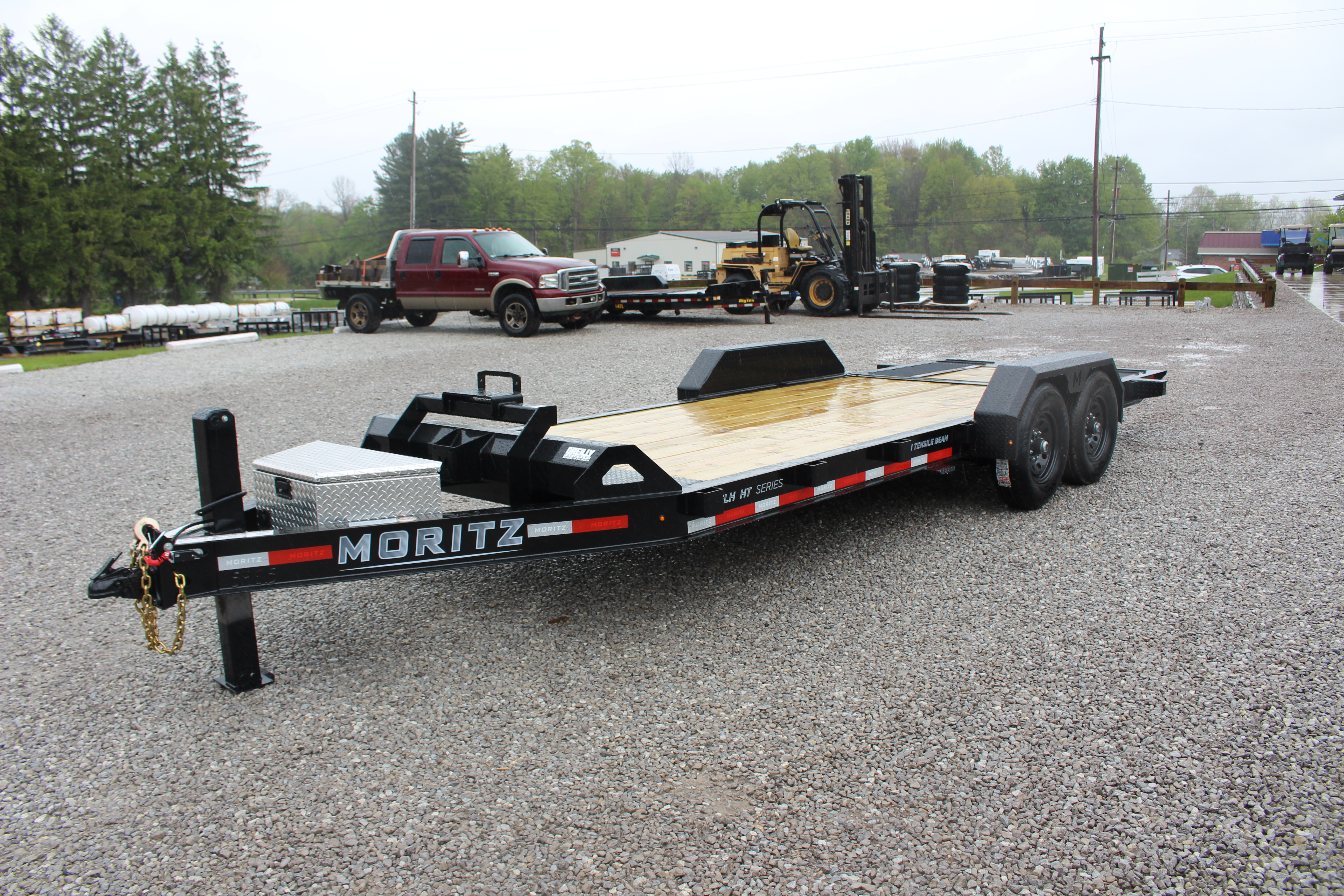 New 2026 Moritz 7' x 14' + 6' Low Pro - Hydraulic Power Tail - Equipment Trailer - 14000# GVW