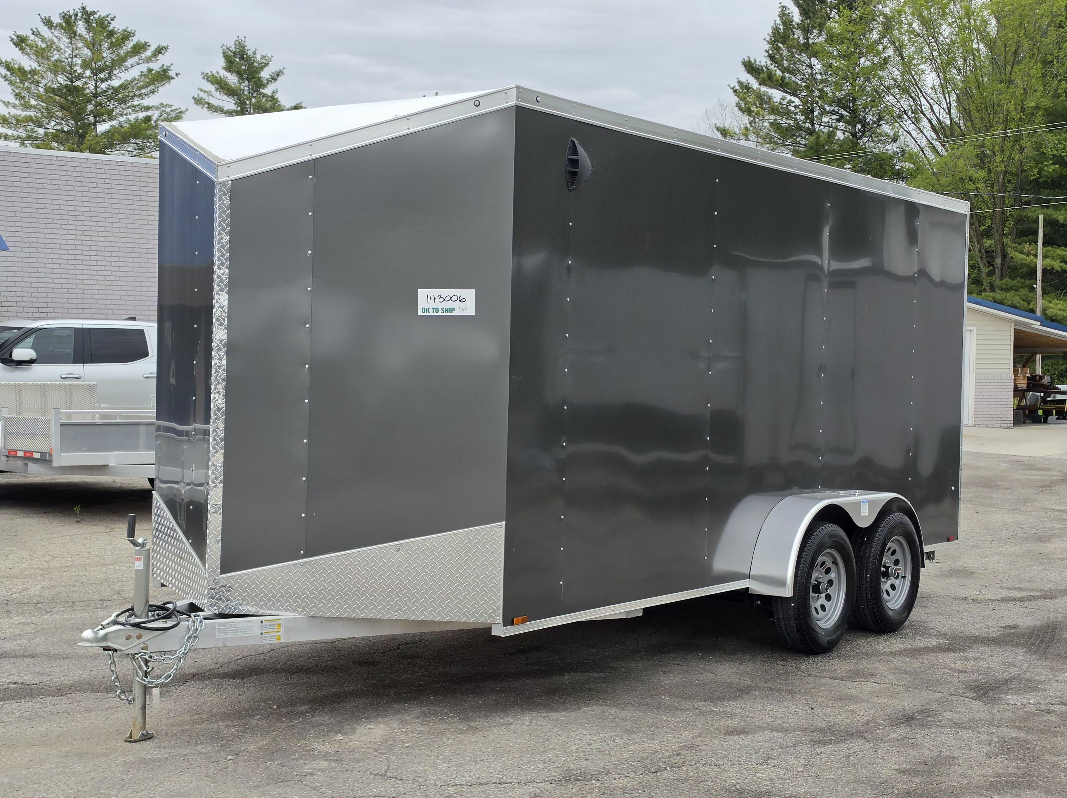 New 7 X 16 CARGO ENCLOSED TANDEM AXLE ALL ALUMINUM LIGHTNING 2026 REAR RAMP DOOR