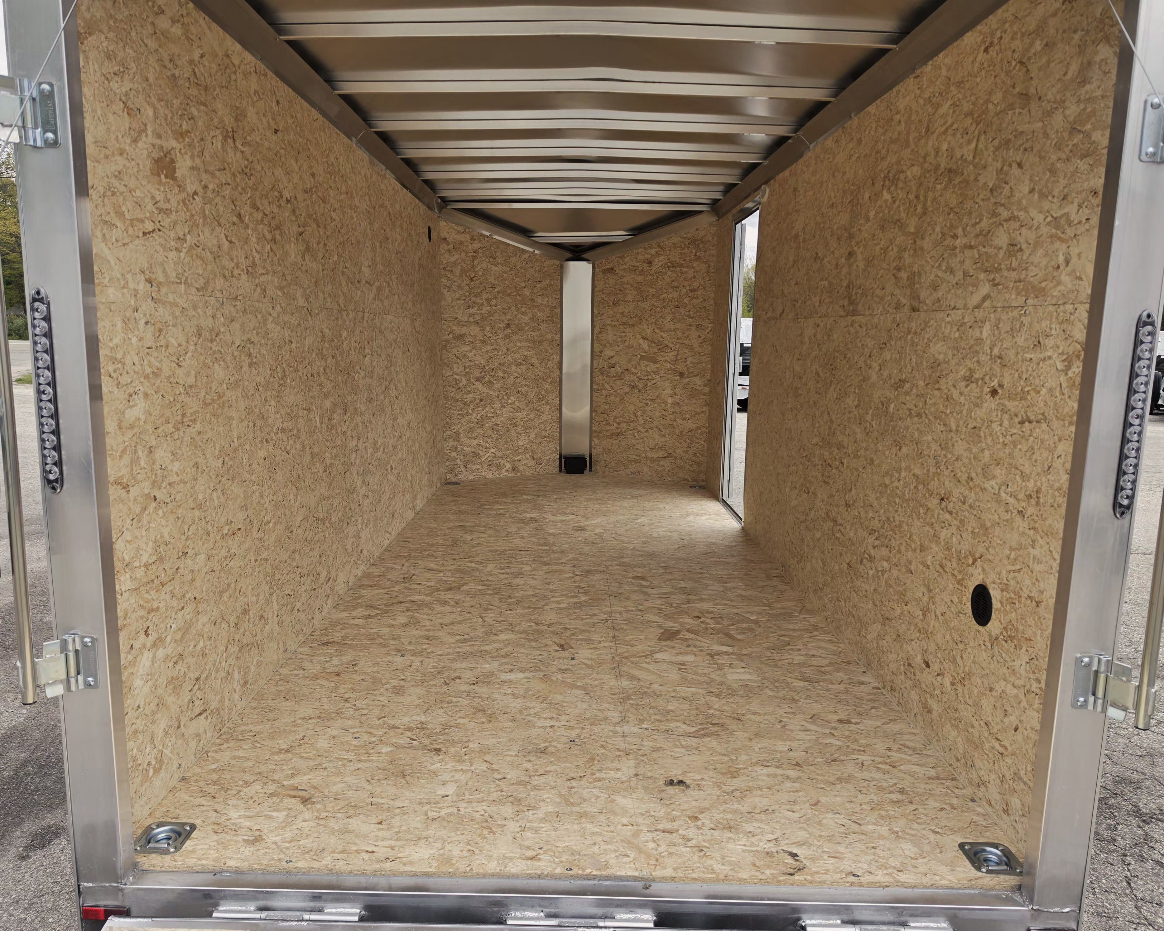 New 7 X 16 CARGO ENCLOSED TANDEM AXLE ALL ALUMINUM LIGHTNING 2026 REAR RAMP DOOR