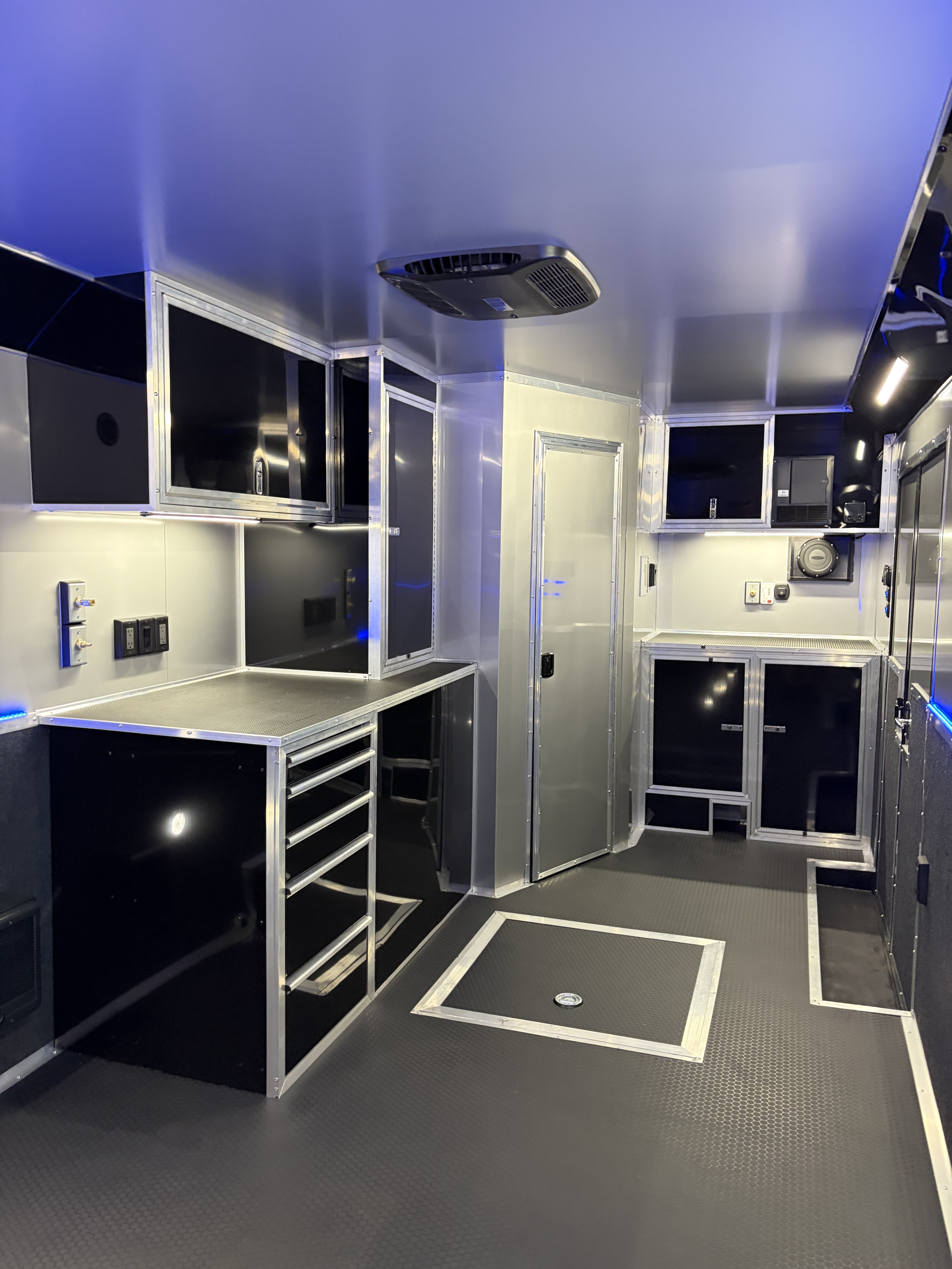 New 2026 Haulmark 34 Bathroom Race Trailer, Air Prep PKG, Awning, Polycor, Insulated, Window, 54" ALX Slide Out Step, A/C + Heat