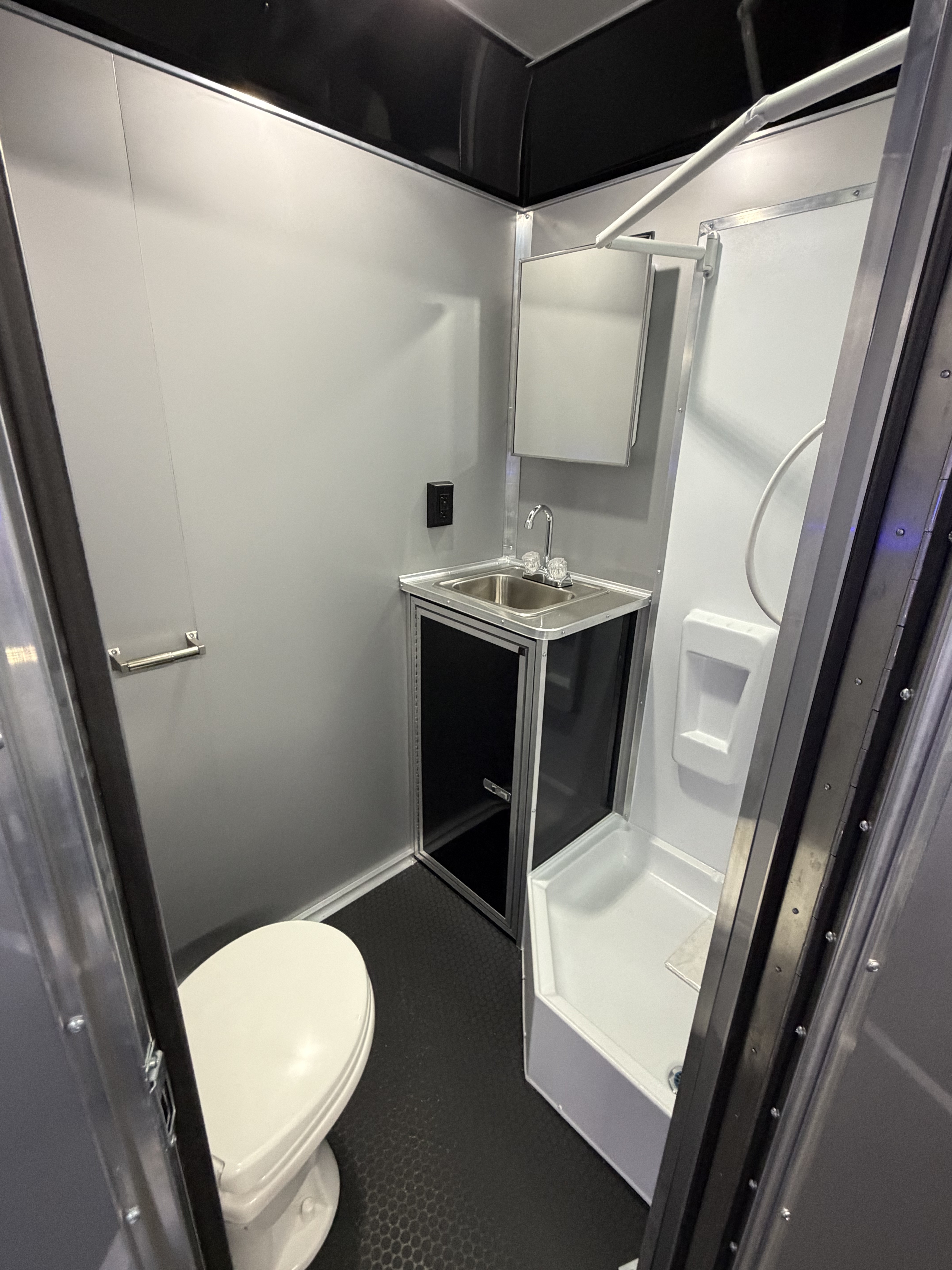 New 2026 Haulmark 34 Bathroom Race Trailer, Air Prep PKG, Awning, Polycor, Insulated, Window, 54" ALX Slide Out Step, A/C + Heat