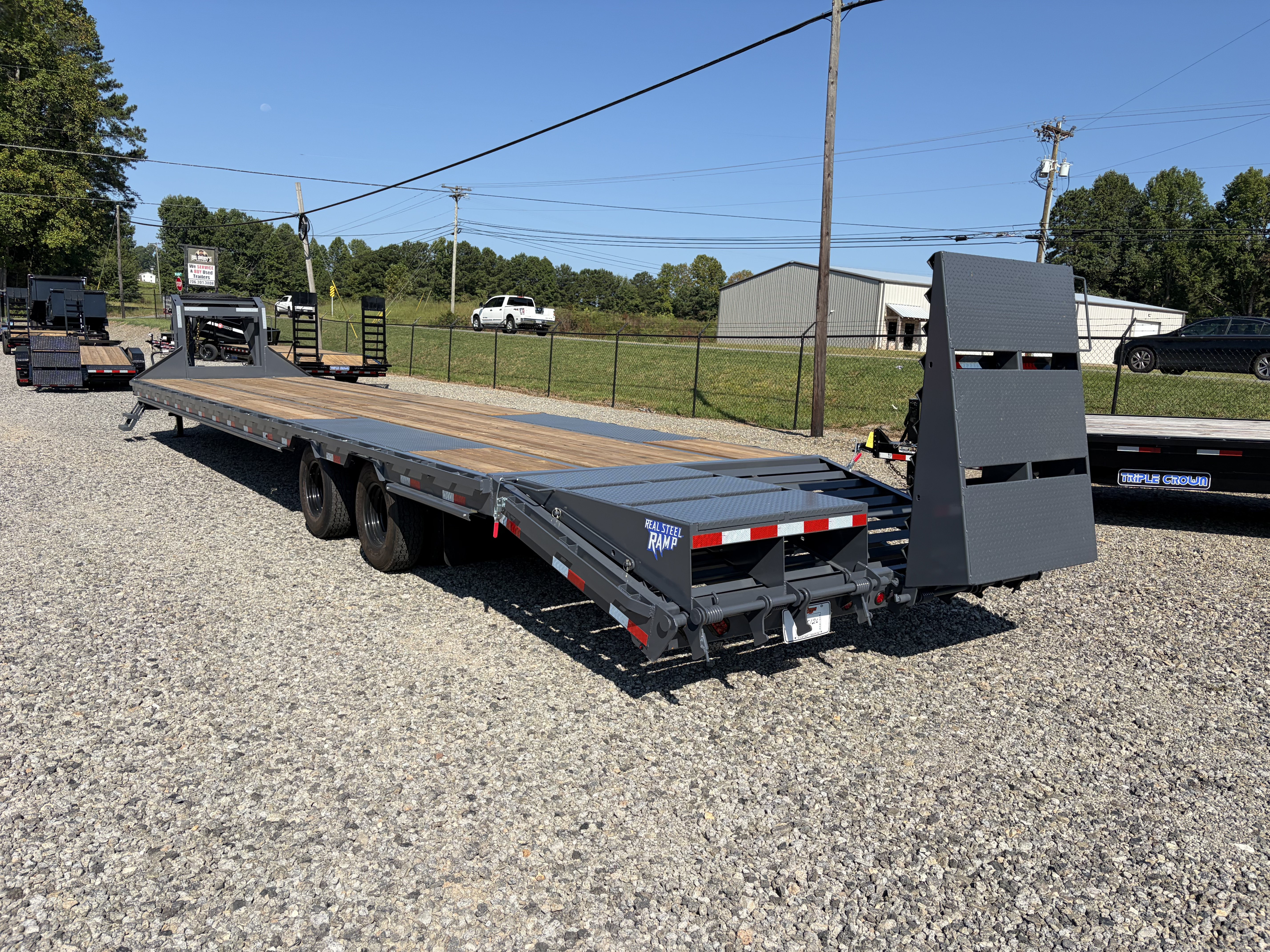 New 2027 Triple Crown Heavy Duty 40' Gooseneck Equipment Trailer, 27,900K GVWR, Mega Ramps, Spare