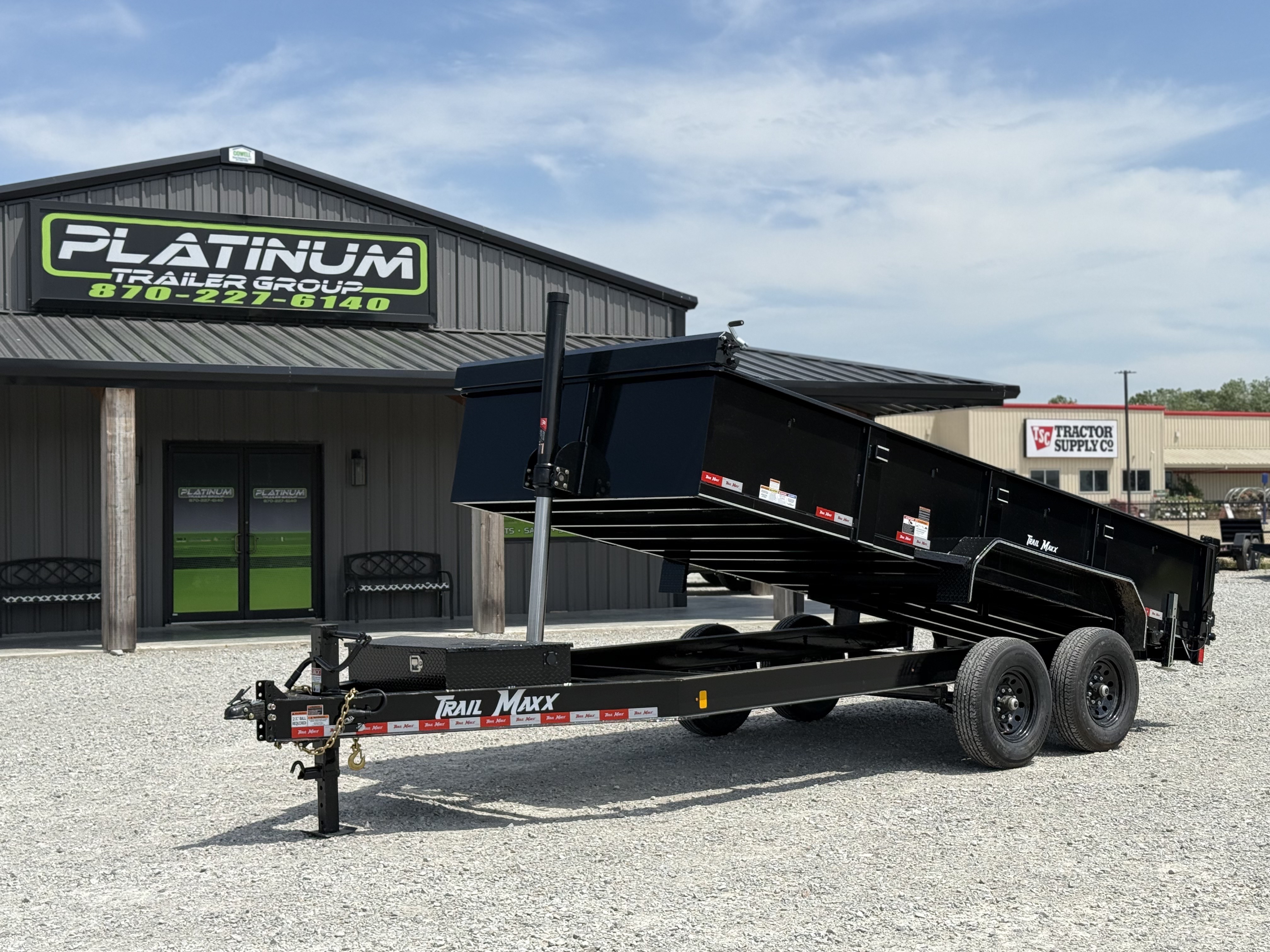 New 2026 Trail Maxx 83X16X2 TELESCOPIC DUMP W/REAR STABILIZER JACKS 14K GVWR Dump Trailer