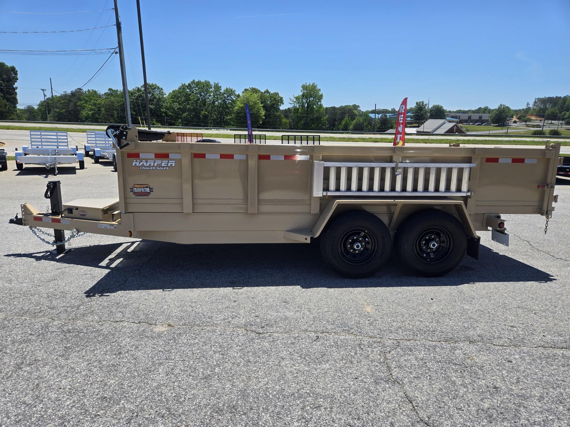 New 2026 PROSPECTOR 14K 7X16 TELESCOPING DUMP TRAILER 2' WALLS WITH SPREADER GATE