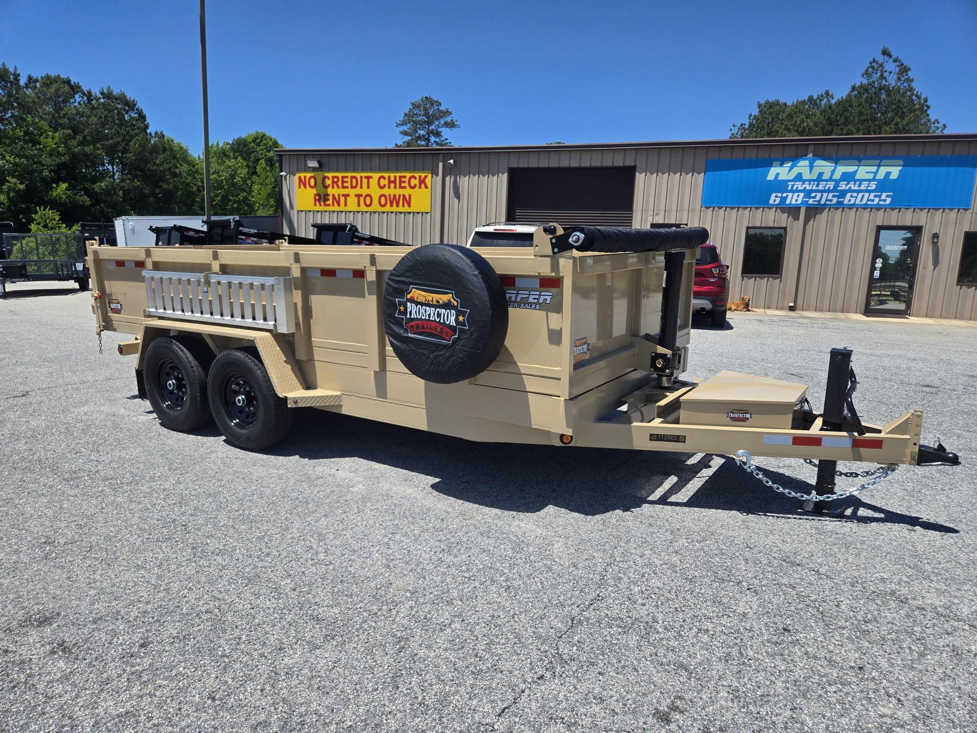 New 2026 PROSPECTOR 14K 7X16 TELESCOPING DUMP TRAILER 2' WALLS WITH SPREADER GATE